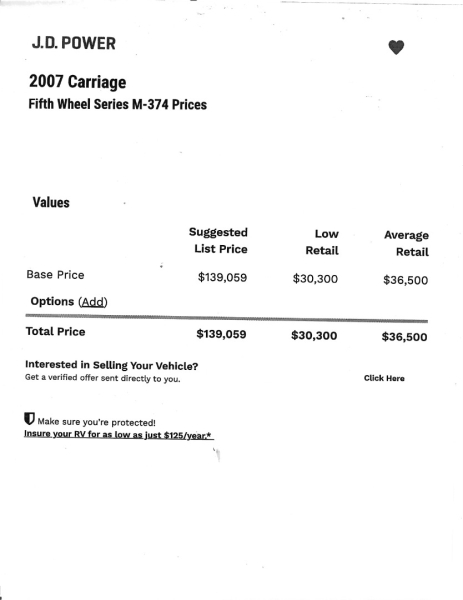 Carriage M-374 2007 price $16,950