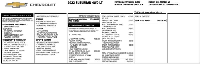Chevrolet Suburban 2022 price $72,995