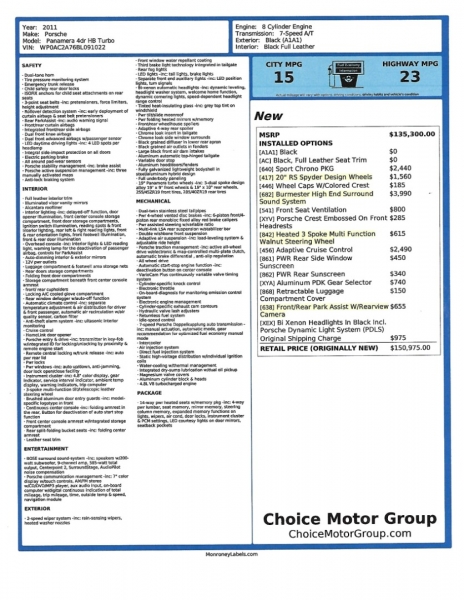Porsche Panamera 2011 price $32,777