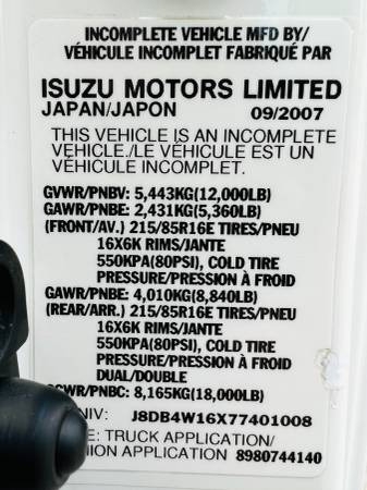 GMC (ISUZU) W4500HD 2007 price $29,900